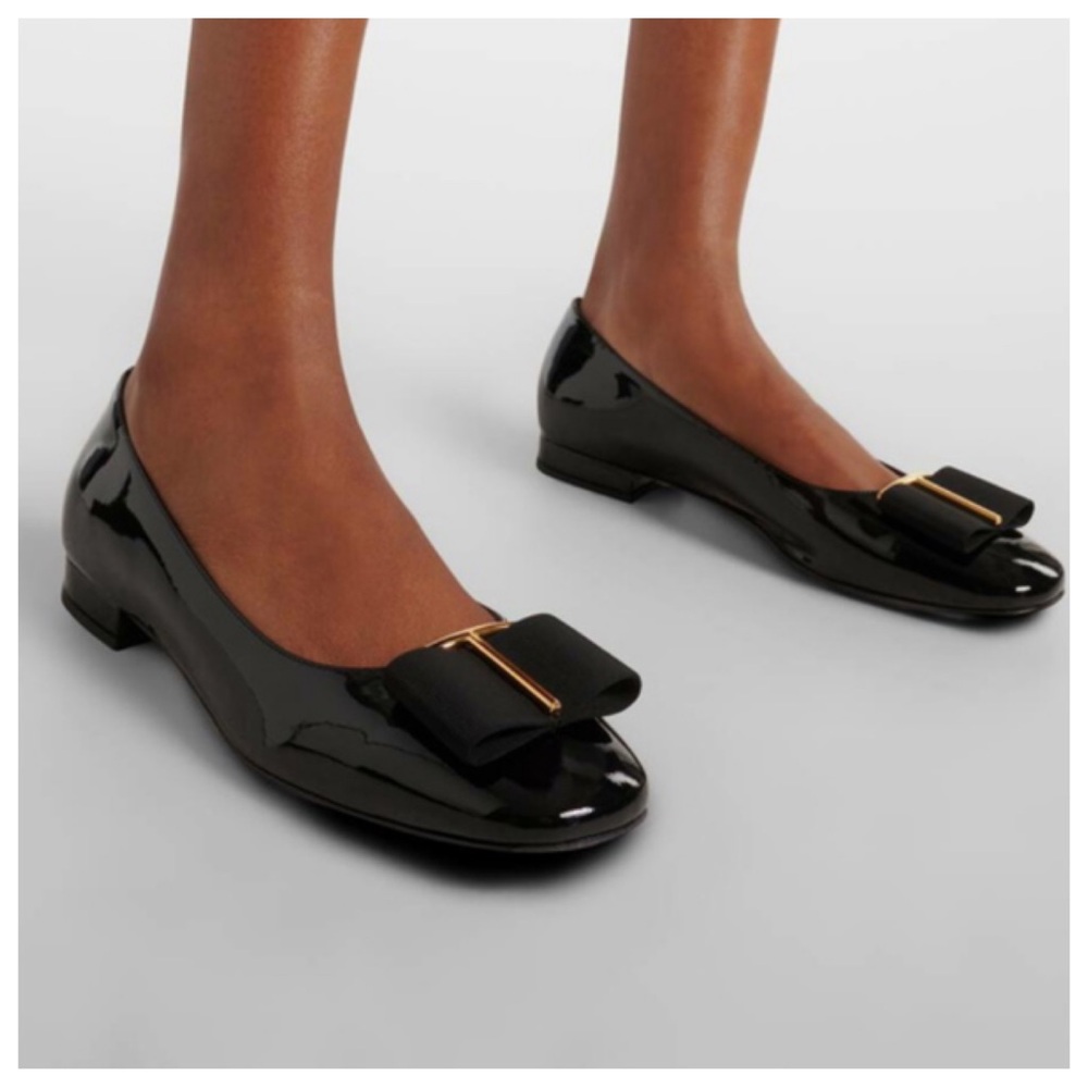 TOM FORD Audrey 20mm patent ballerina shoes